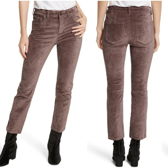Free People Velvet Bootcut Crop Pants Brown 25 Boho Festival Vintage Romantic - Picture 1 of 9
